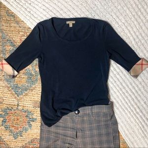 EXCLUSIVE!! Burberry 3/4 Sleeve Scoop Neck Tee